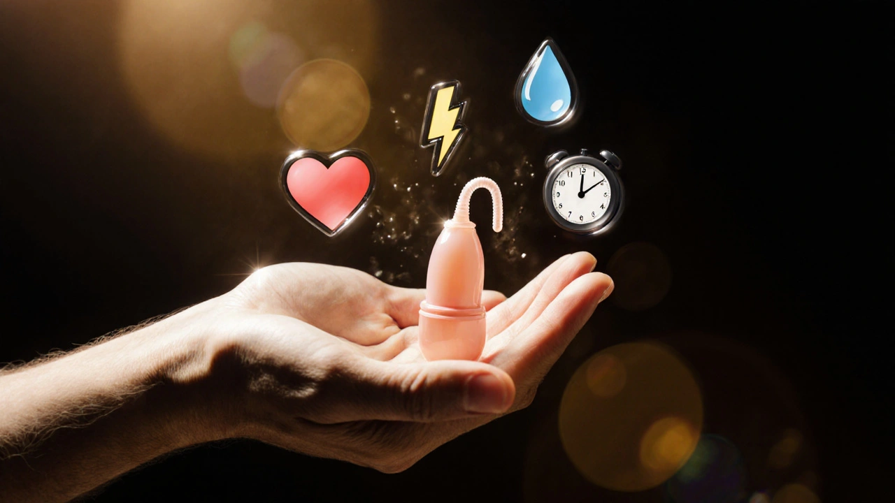 Cinsel sağlığın fiziksel ve psikolojik faydalarını sembolize eden soyut bir sahne.