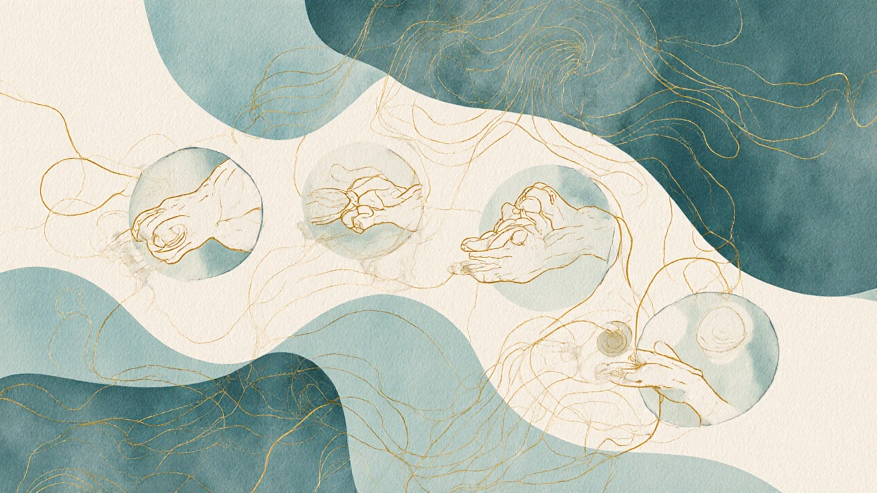 Bir insan silueti üzerine İsveç masajının beş temel tekniğinin suyalı çizimleri gösteriliyor.