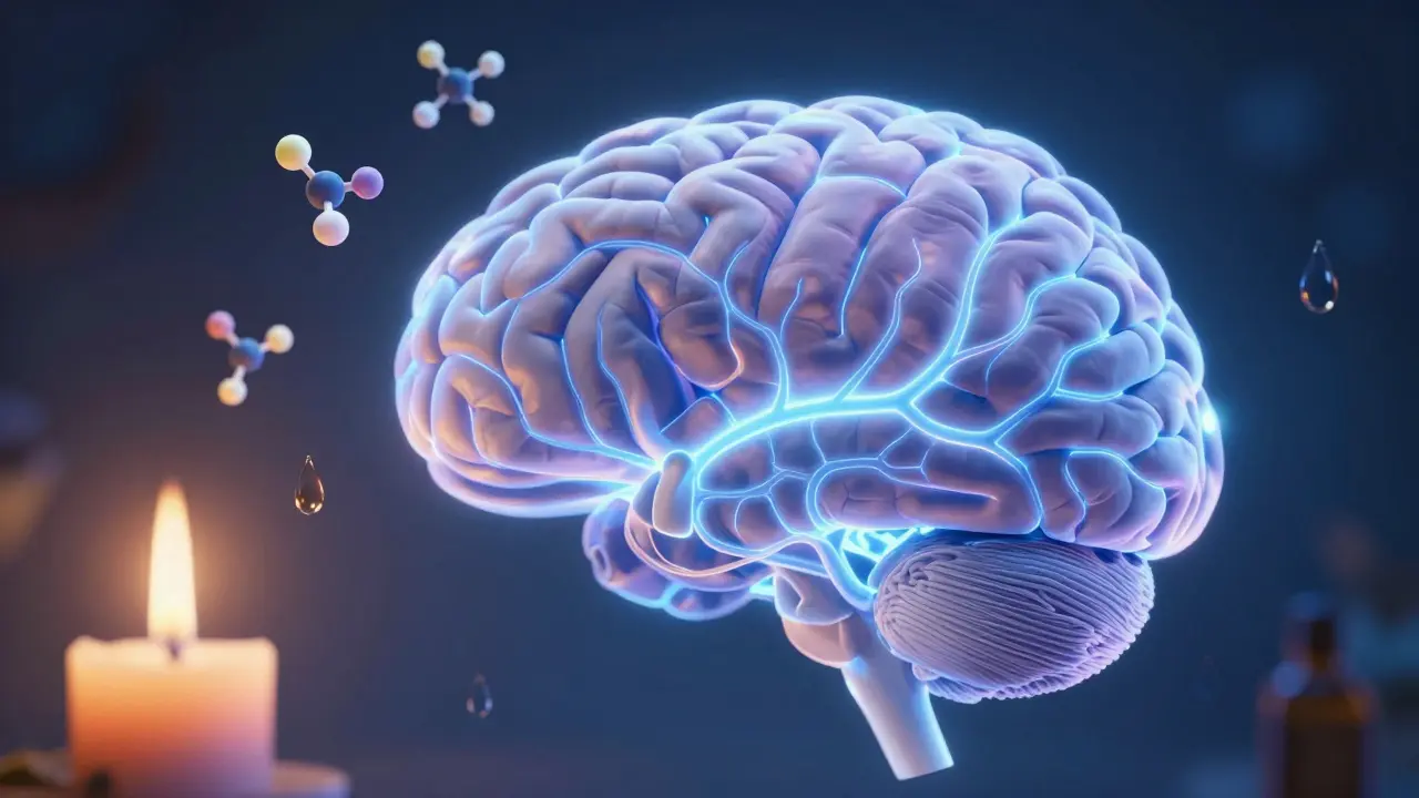 Beyin içinde lavanta bileşenleri ve melatonin dalgaları ile sinir sistemi sakinleşiyor.