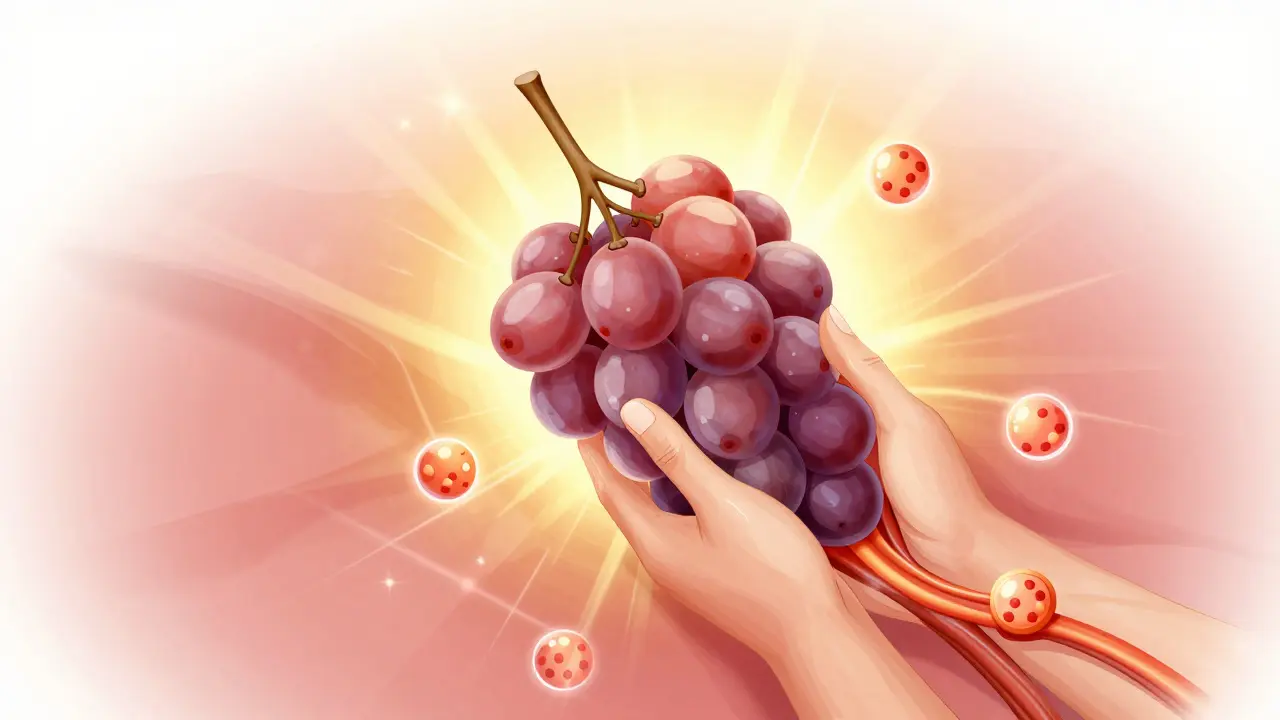 Anatomical illustration of prostate with inflamed tissue releasing fluids under therapeutic massage waves.