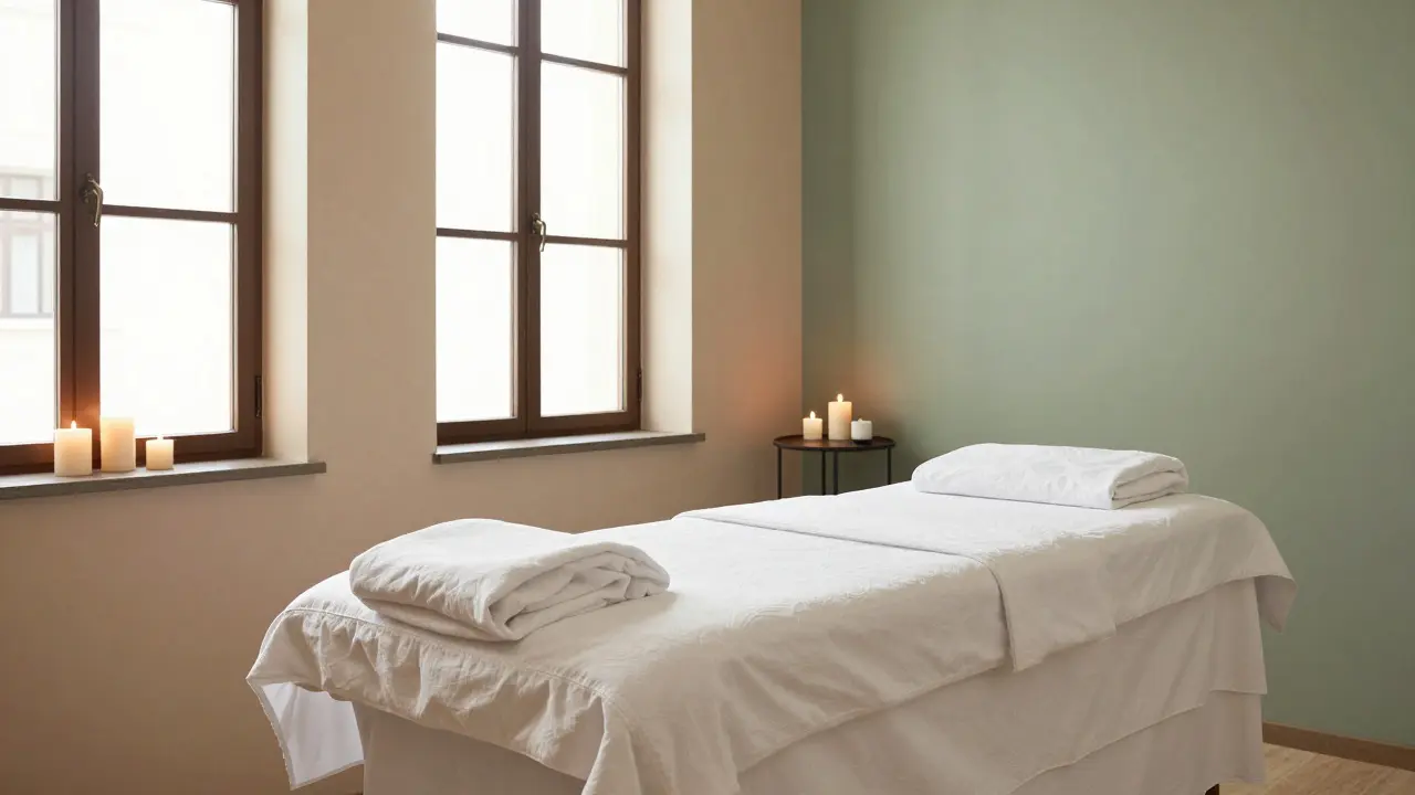 Vinohrady'deki lüks ve sakin bir spa masaj odası iç mekanı